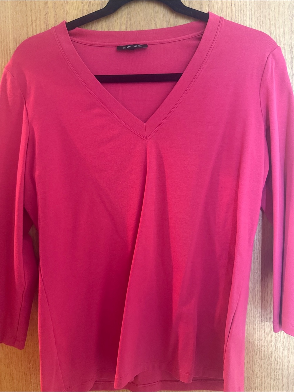 Lafayette 148 New York Fuchsia V-Neck Long Sleeve Top